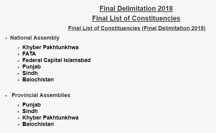 New Halqa Bandi In Pakistan 2018 PDF